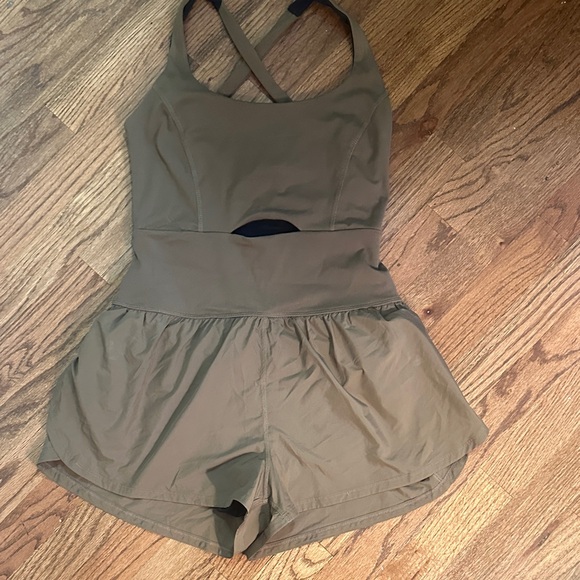free people movement Pants - Olive Green Sleeveless Jumpsuit